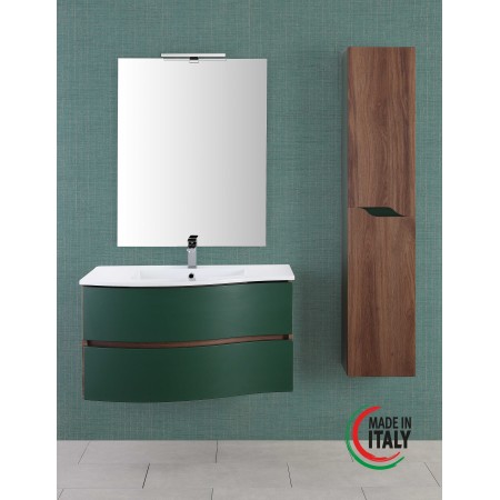 2 - Composizione bagno curva ad onda Minori 90cm in mdf e pvc verde bottiglia