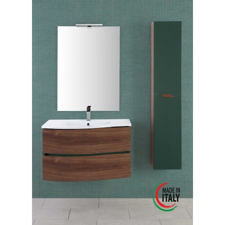 2 - Composizione bagno curva ad onda Minori 90cm in mdf e pvc noce canaletto