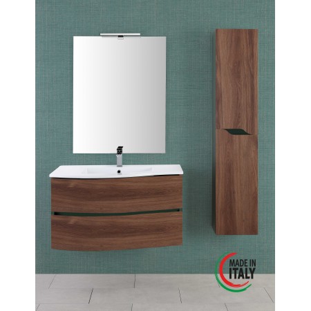 2 - Composizione bagno curva ad onda Minori 90cm in mdf e pvc noce canaletto