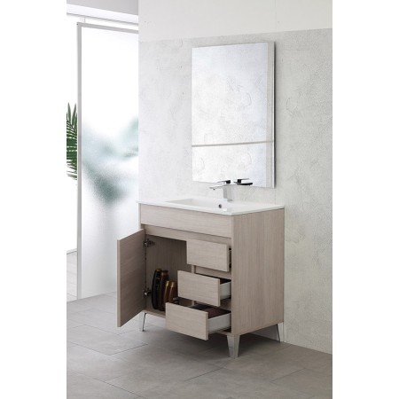 2 - Composizione bagno Mondo 2.0 da 82cm in nobilitato melaminico rovere chiaro