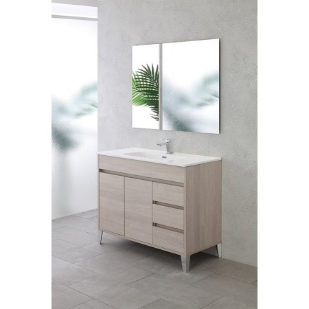 2 - Composizione bagno Mondo 2.0 da 102cm in nobilitato melaminico rovere chiaro