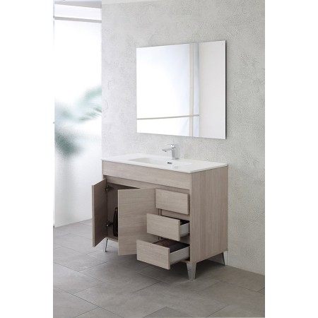 2 - Composizione bagno Mondo 2.0 da 102cm in nobilitato melaminico rovere chiaro