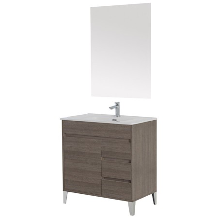 2 - Composizione bagno Mondo 2.0 da 82cm in nobilitato melaminico rovere scuro