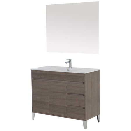 2 - Compomposizione bagno Mondo 2.0 da 102cm in nobilitato melaminico rovere scuro