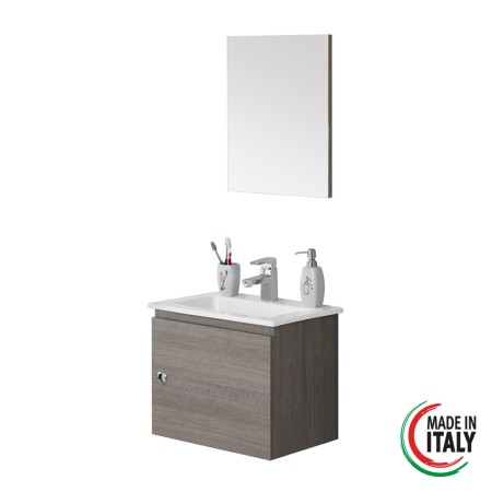 2 - Composizione bagno sospesa Si50 rovere scuro