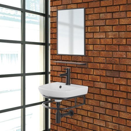 2 - Composizione bagno Borg 45cm in metallo nero