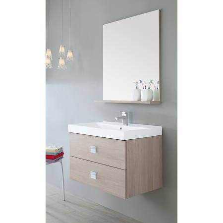 2 - Composizione bagno sospesa Bravo75 rovere chiaro