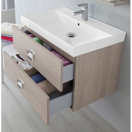 2 - Composizione bagno sospesa Bravo75 rovere chiaro