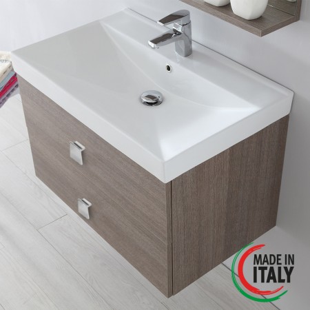 2 - Composizione bagno sospesa Bravo75 rovere scuro