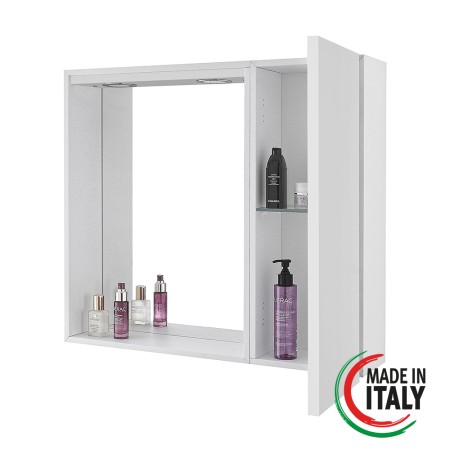 2 - Specchiera unanta Mondo 2.0 L68xH61cm in nobilitato e pvc bianco laccato