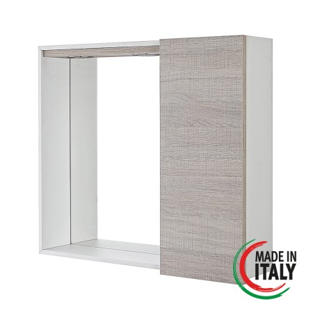 2 - Specchiera unanta Mondo 2.0 L68xH61cm in nobilitato e pvc rovere chiaro