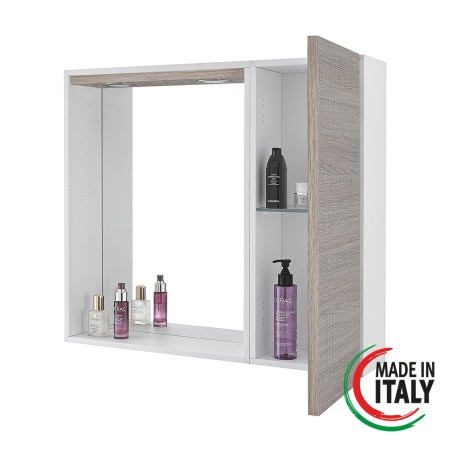 2 - Specchiera unanta Mondo 2.0 L68xH61cm in nobilitato e pvc rovere chiaro