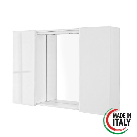 2 - Specchiera due ante Mondo 2.0 L91xH61cm in nobilitato e pvc bianco laccato