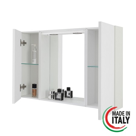 2 - Specchiera due ante Mondo 2.0 L91xH61cm in nobilitato e pvc bianco laccato