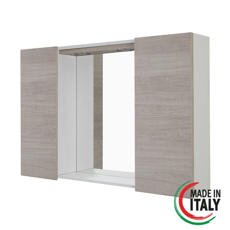 2 - Specchiera due ante Mondo 2.0 L91xH61cm in nobilitato e pvc rovere chiaro