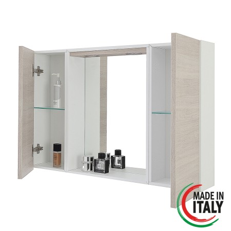 2 - Specchiera due ante Mondo 2.0 L91xH61cm in nobilitato e pvc rovere chiaro