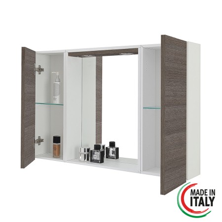 2 - Specchiera due ante Mondo 2.0 L91xH61cm in nobilitato e pvc rovere scuro