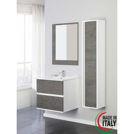 2 - Composizione bagno Fabula 60cm Sospesa in nobilitato melaminico cemento