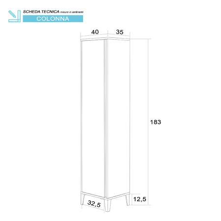 2 - Colonna portascopa Mondo 2.0 L40xH183 in nobilitato melaminico bianco laccato