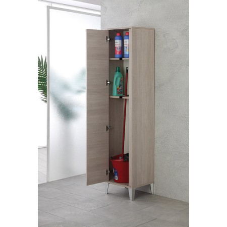 2 - Colonna portascopa Mondo 2.0 L40xH183 in nobilitato melaminico rovere chiaro