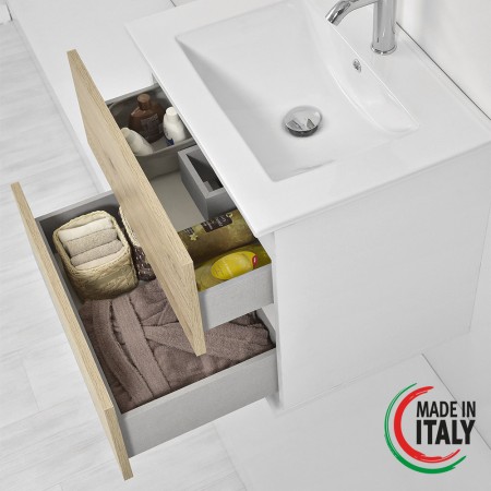 2 - Comp bagno Fabula 60cm in nobilitato melaminico rovere di bordeaux