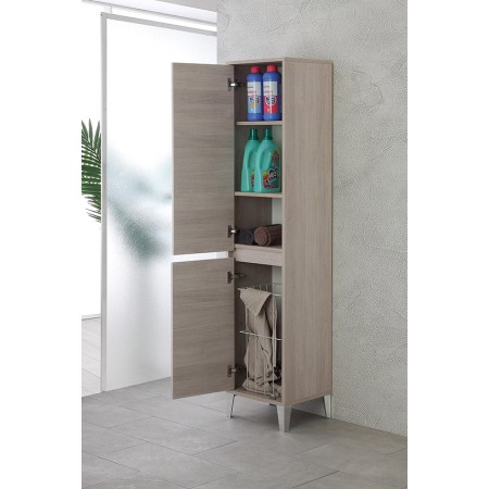 2 - Colonna portabiancheria Mondo2.0 L40xH183 nobilitato melaminico rovere chiaro