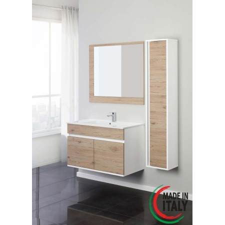 2 - Composizione bagno Fabula 90cm in nobilitato melaminico rovere di bordeaux