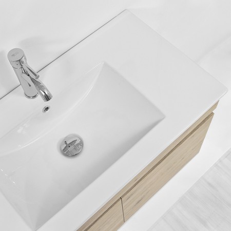 6 - Composizione bagno Fabula 90cm in nobilitato melaminico rovere di bordeaux