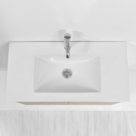 7 - Composizione bagno Fabula 90cm in nobilitato melaminico rovere di bordeaux