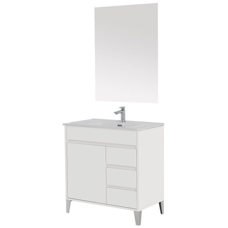 2 - Composizione bagno Mondo 2.0 da 82cm in nobilitato melaminico bianco laccato