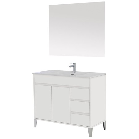 2 - Composizione bagno Mondo 2.0 da 102cm in nobilitato melaminico bianco laccato