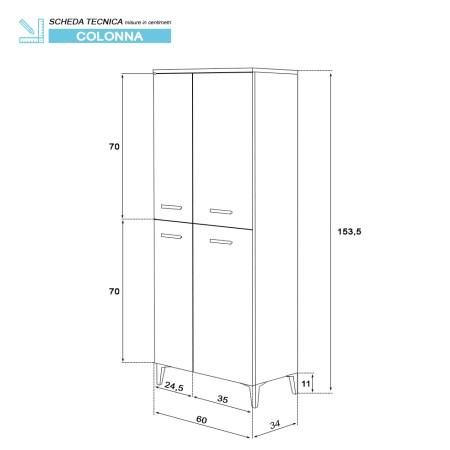 5 - Armadio o scarpiera Stella L60xH155 in nobilitato melaminico bianco lucido