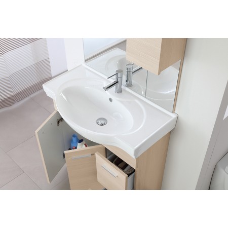 2 - Composizione bagno Stella 80cm in nobilitato melaminico larice