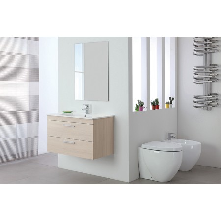 2 - Composizione bagno Stella 80cm in nobilitato melaminico larice