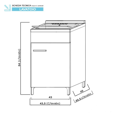 2 - Mobile lavatoio Stella 45cm in nobilitato melaminico larice