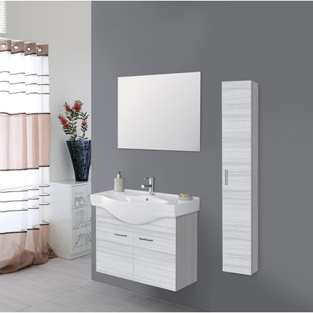 2 - Composizione bagno Stella 80cm in nobilitato melaminico grigio