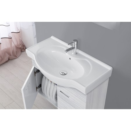 2 - Composizione bagno Stella 80cm in nobilitato melaminico grigio