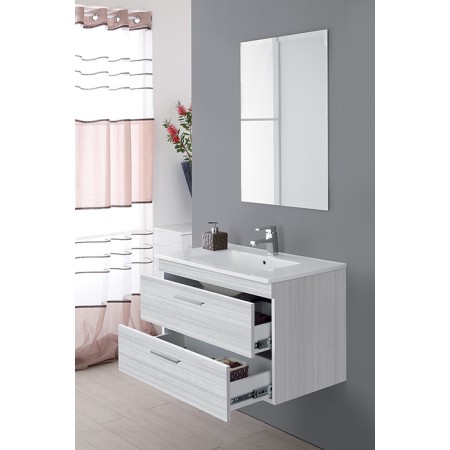 1 - Composizione bagno Stella 80cm in nobilitato melaminico grigio