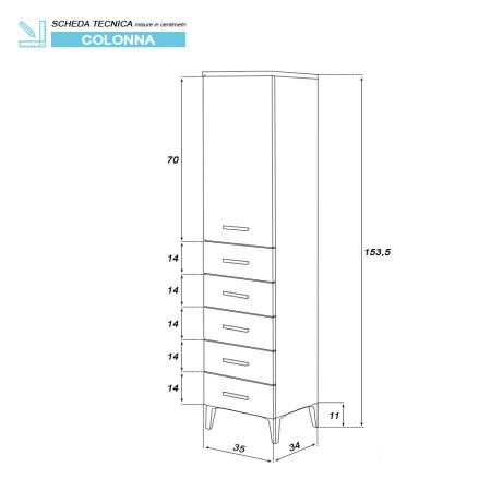 5 - Colonna bagno Stella L35xH155 in nobilitato melaminico grigio