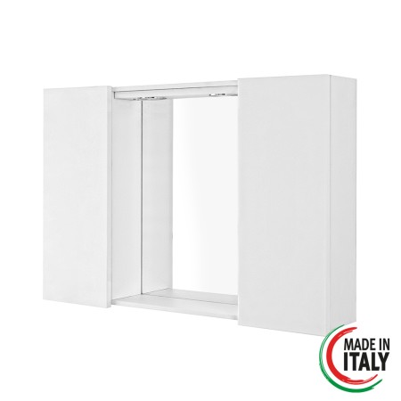 2 - Specchiera bagno due ante Stella L91xH61cm in nobilitato e pvc bianco lucido