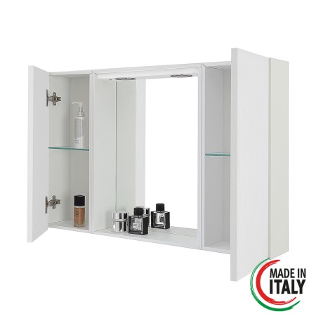 2 - Specchiera bagno due ante Stella L91xH61cm in nobilitato e pvc bianco lucido