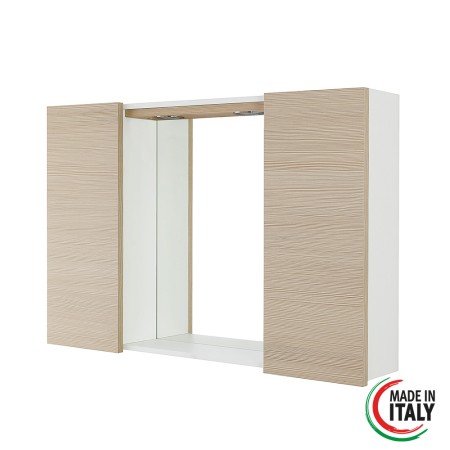 2 - Specchiera bagno due ante Stella L91xH61cm in nobilitato e pvc larice