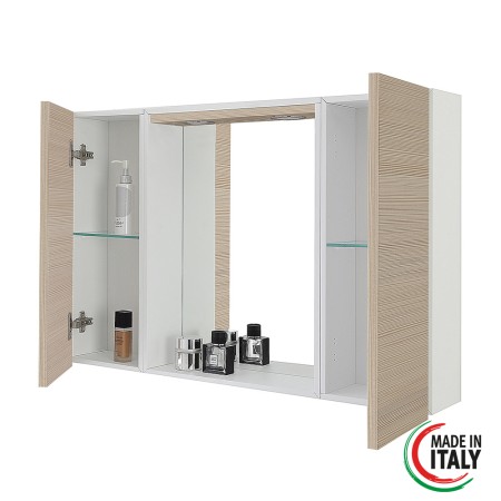 2 - Specchiera bagno due ante Stella L91xH61cm in nobilitato e pvc larice