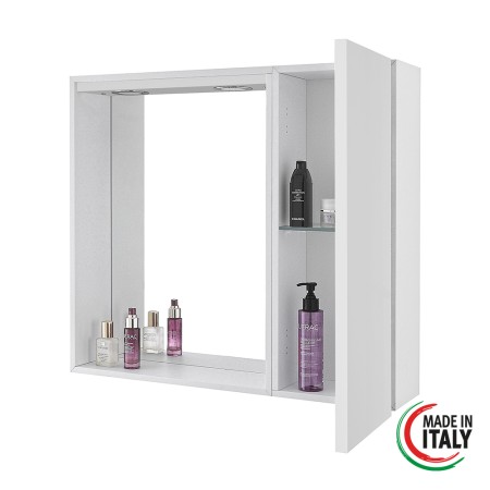 2 - Specchiera bagno unanta Stella L68xH61cm in nobilitato e pvc bianco lucido