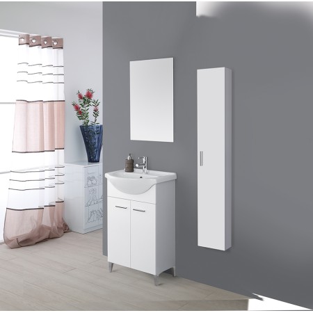 2 - Composizioni bagno Stella 55cm in nobilitato melaminico bianco lucido