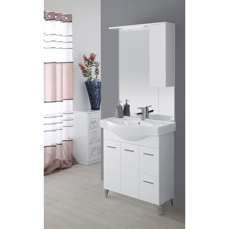 2 - Composizione bagno Stella 80cm in nobilitato melaminico bianco laccato