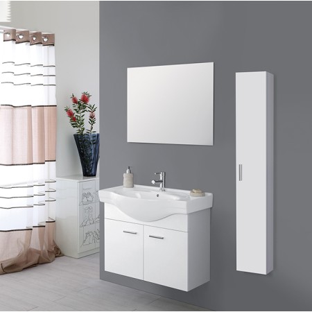 2 - Composizione bagno Stella 80cm in nobilitato melaminico bianco lucido