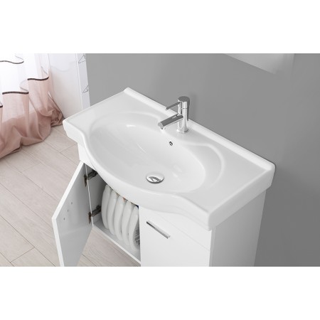 2 - Composizione bagno Stella 80cm in nobilitato melaminico bianco lucido