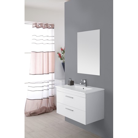 2 - Composizione bagno Stella 80cm in nobilitato melaminico bianco lucido