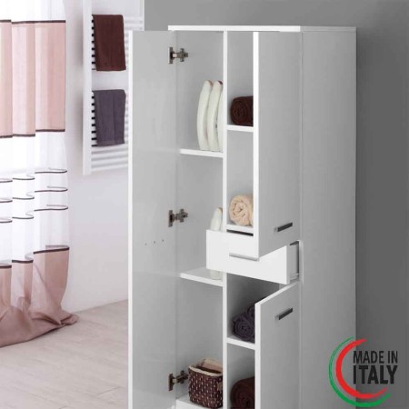 2 - Colonna bagno Stella L60xH155 in nobilitato melaminico bianco lucido